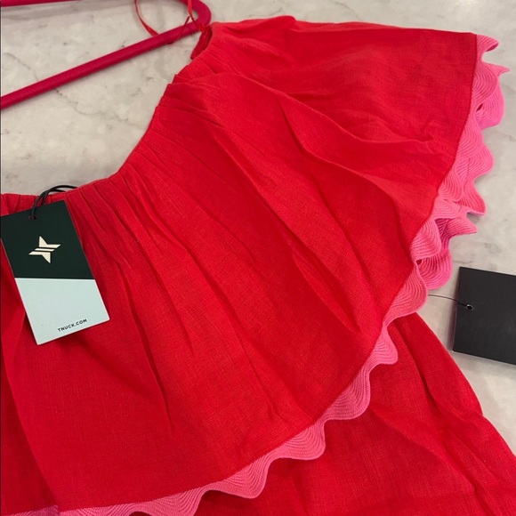 NWT Tuckernuck Red Linen Amalfi Dress - Picture 6 of 6